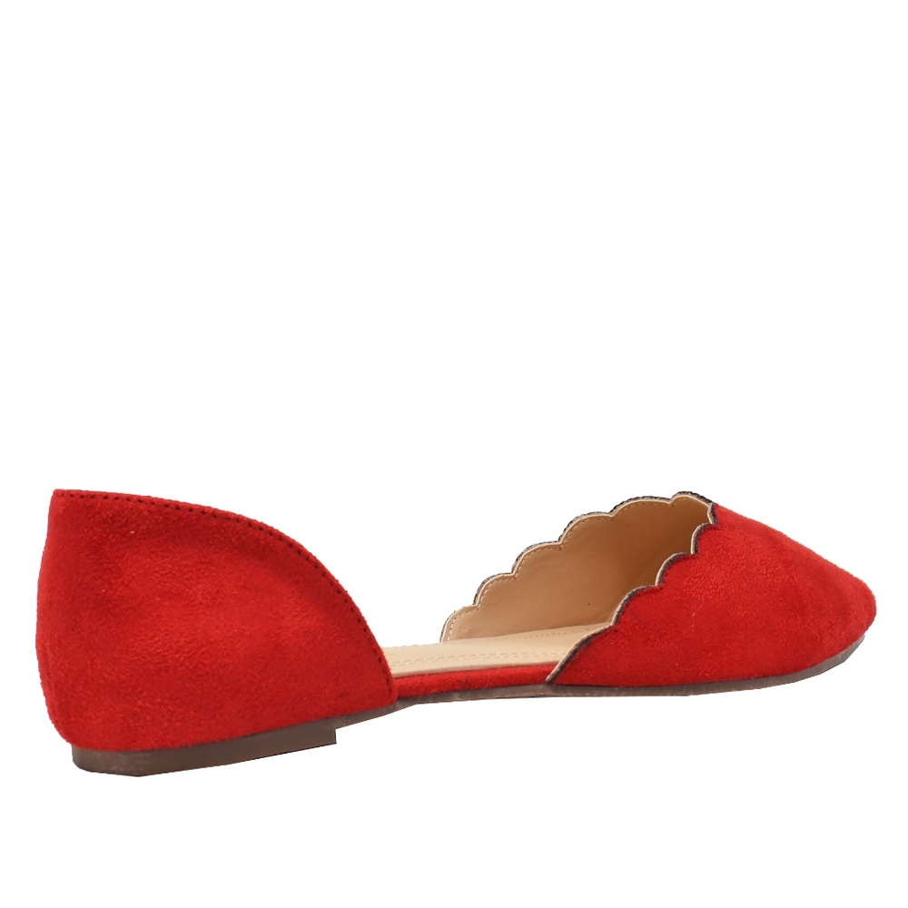 NEW Women's Red  Scallop D'Orsay Flat - Picture 2 of 3